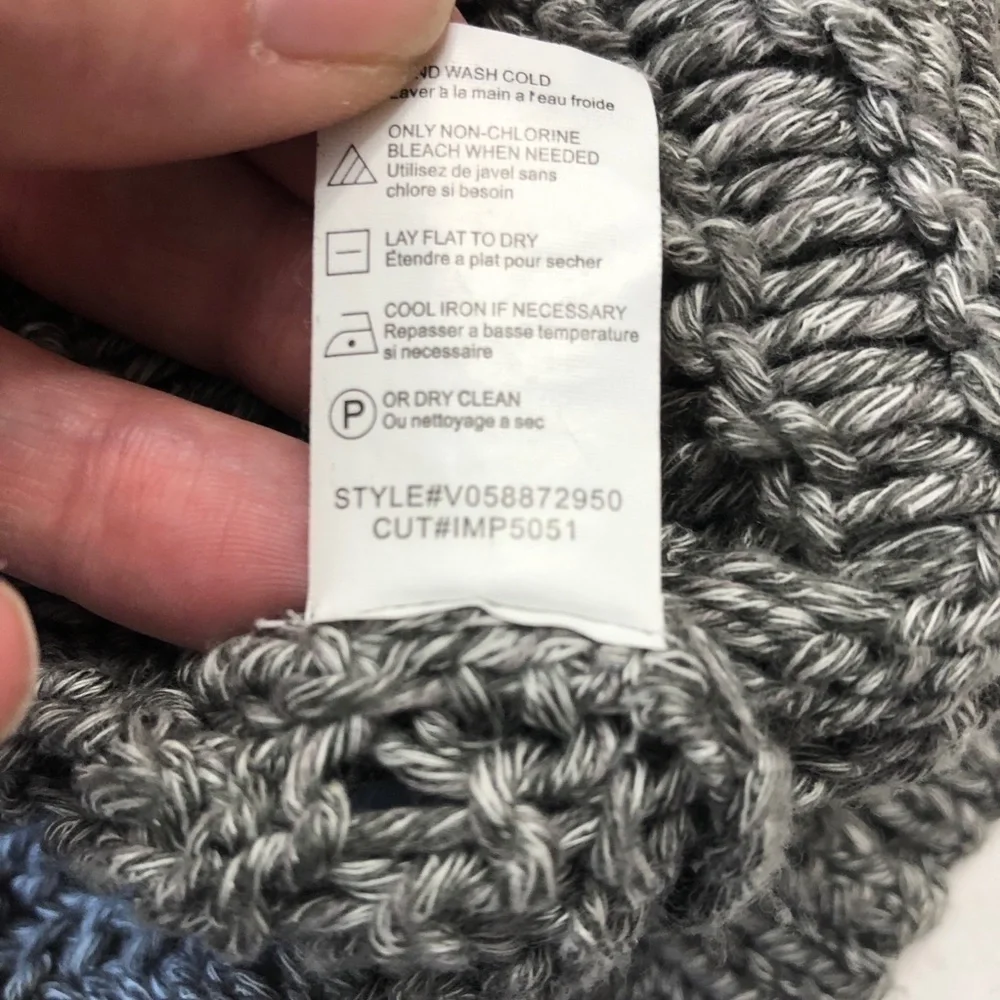 Vince Drop Stitch Crop Sweater Hand Knit Cotton Blend
